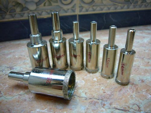 5, 10, 15, 20, 25 &amp; 30mm THK Diamond coated hole saw core drill drills 6 pcs set