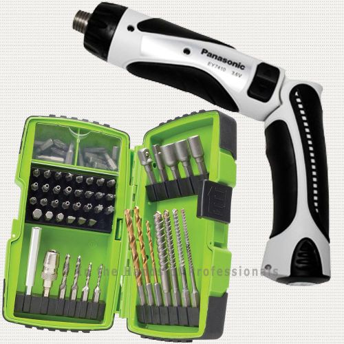 Panasonic EY7410LA2S 3.6V Cordless Driver+Greenlee DDKIT-1-68 Bit 68Pc Combo Kit