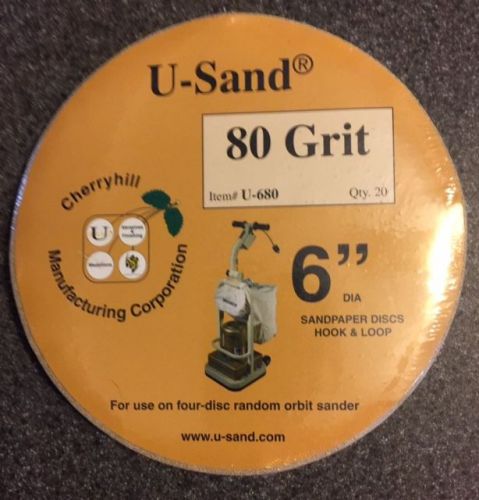 80 Grit Cherryhill U-Sand Floor Sander Hook &amp; Loop Discs - Sandpaper - 20 Pack