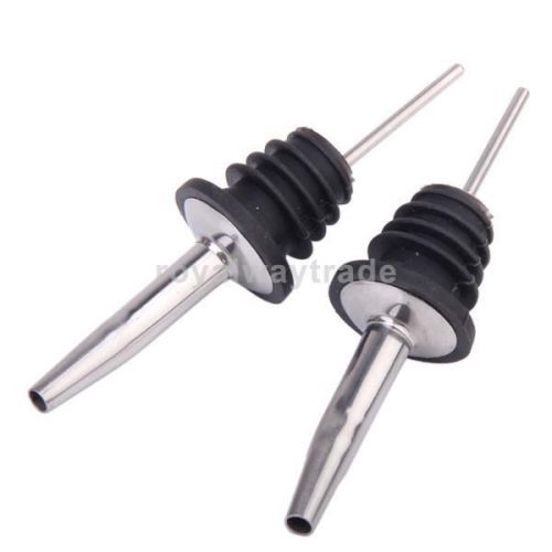 2x Stainless Steel Pourer with Rubber Stopper for Spirit Liquor whisky Bottles