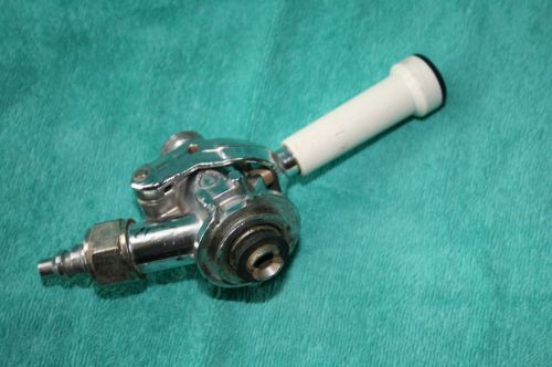 *USED* Stainless Steel BEER KEG TAP w/ White Handle **FREE S/H**