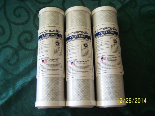 3  Hydronix CB-25-1005 Carbon Block Filters: 2.5&#034; OD X 1.1&#034; X 9.875&#034;L USA Made