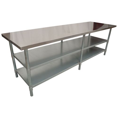 2438 x 610mm NEW KITCHEN FOOD WORK BENCH TABLE + 2 GALVANISED STEEL UNDER SHELF