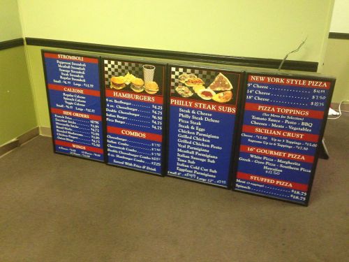 85&#034; MENU BOARD 4 Panel Lights Sign Illuminated Changeable Pizza Shop