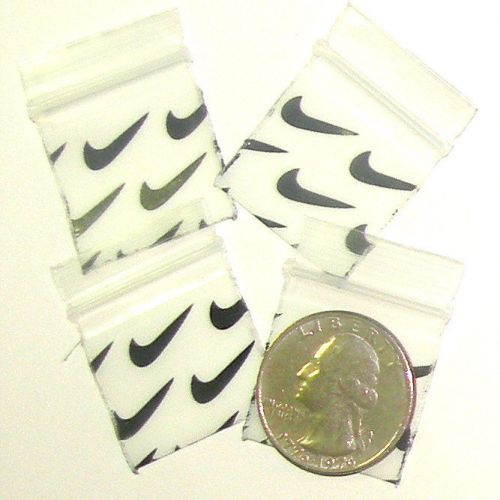 200 Swoosh design Baggies 1 x 1&#034; Mini Ziplock Bags 1010