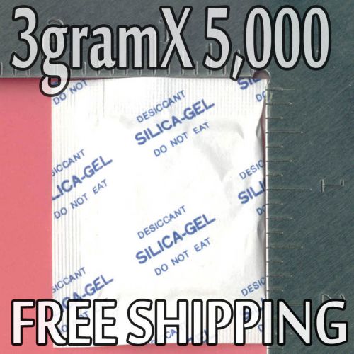 3g X 5,000 EA SILICA GEL PACKETS DESICCANT - DRYOUT MOISTURE ABSORBER IN BULK