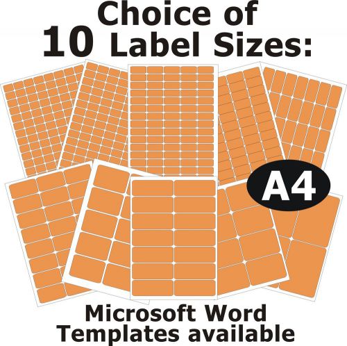 Fluo orange laser copier inkjet labels 5 a4 sheets self-adhesive stickers for sale