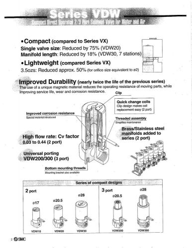 SMC # VDW23-5G-2-G  BRAND NEW 2 PORT VALVE FOR AIR AND WATER