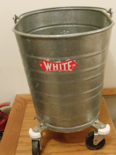 BUCKET ON WHEELS  White Mop Wringer Co. 8 gallon Stainless Steel Industrial Mop