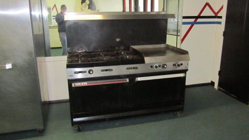 Used commercial six burner Garland range with griddle, 5&#039; wide