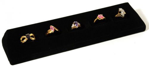 5 Slot Black Velvet Ring Display