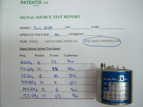 YIG OSCILLATOR RF SIGNAL SOURCE 6.5-15.5GHz 16dbm WITH MODULATION YOM2839