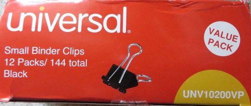 Universal Small Binder Clips Black 144 #UNV10200VP