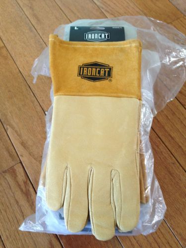 New - ironcat 6020/l welding gloves, cowhide, tan/gold, 1-pair, size large for sale