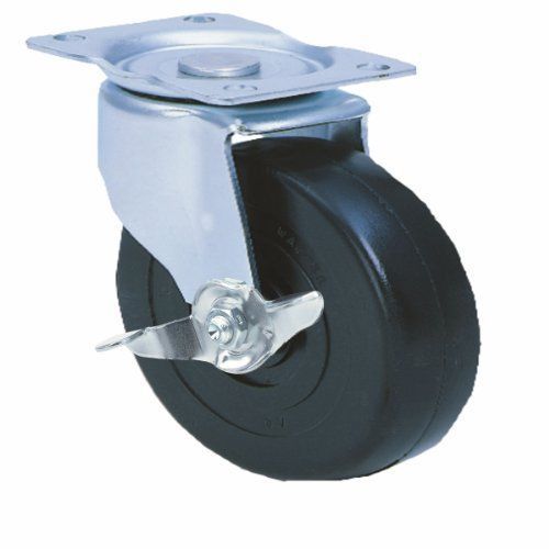 E.R. Wagner Cart &amp; Tool Box Plate Caster  Pinch Brake  Swivel with Brake  Soft R