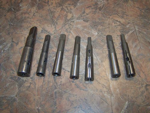 Morse taper adaptors (6) #1 and (1) #2 to Varius Drill sizes