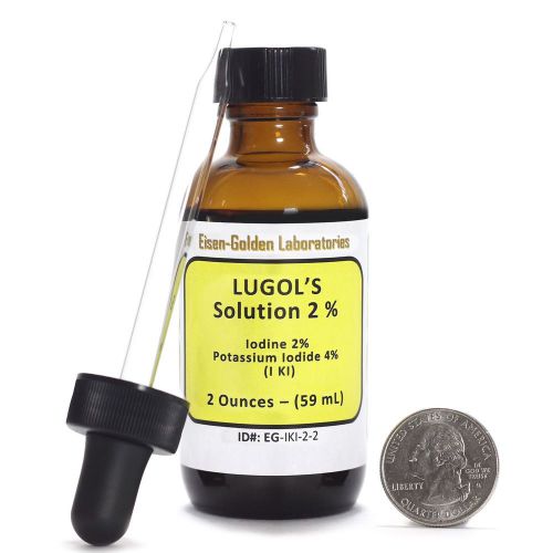 Lugols iodine / 2% solution / 2 oz in an amber glass bottle / free dropper / usa for sale
