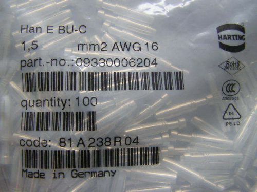 HARTING HAN E BU-C 1,5 mm2 AWG 16 FEMALE CRIMP CONTACT 09330006204