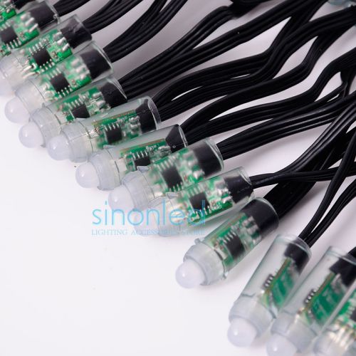 500x ws2811 12mm black wire rgb led pixels module string node waterproof 5v ip68 for sale