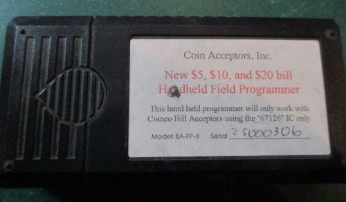 COIN ACCEPTORS INC. BA30 HAND HELD FIELD PROGRAMMER MODEL BA-FP-3, GUC