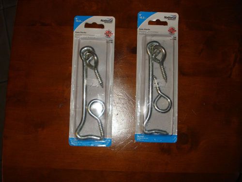 LOT OF 2 PACKS NATIONAL HARDWARE ZINC PLATED SAFETY GATE HOOK 6&#034;