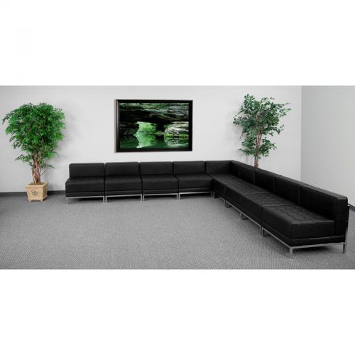 Imagination Series Black Leather Sectional Configuration, 9 Pieces