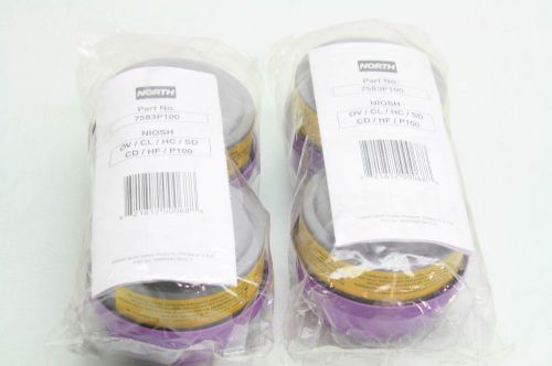 Lot of 4 new north 7583p100 honeywell respirator filter cartridges niosh p100 for sale