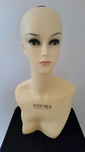 18&#034; Estetica Designs Head Mannequin 20&#034; Head Diameter Eyes Lashes FREE SHIPPING