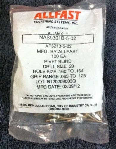 Allfast af3213-5-02(nas9301b-5-02) aircraft blind rivet - pack of 100  cherrymax for sale