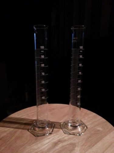 2x 100 ml glass graduated cylinder chemistry bio lab for sale