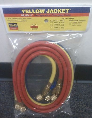 Yellow Jacket 29985 3-Pak (RYB) 60&#034; PLUS II Hoses w/Compact Ball Valves - NEW!