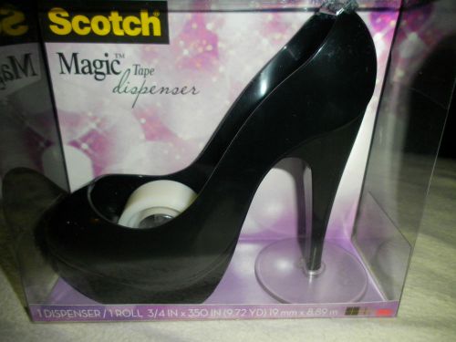 NIB scotch Stiletto Magic Tape Dispenser Black Stilleto High Heel Shoe NIP