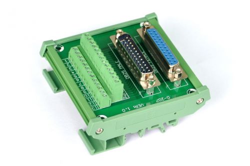 DB25 D Sub DIN Rail Mount Interface Module, Male / Female, Breakout Board.