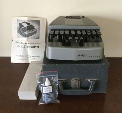 VINTAGE LaSALLE STENOTYPE MACHINE/Secretarial Model w/Original Care Instructions