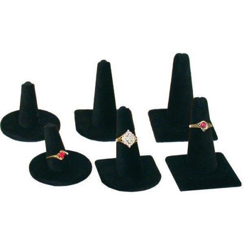 6 Black Velvet Ring Finger Display