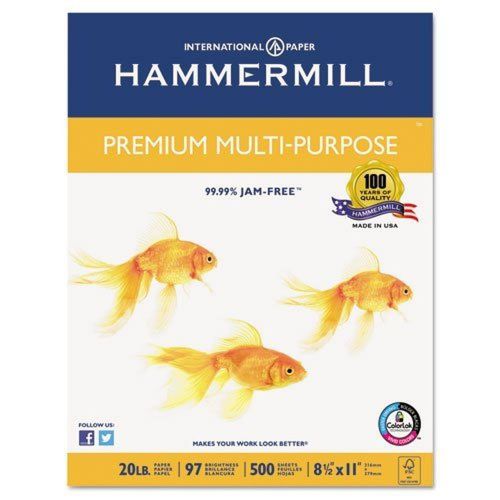 Hammermill Premium Multi-Purpose 20lb 8-1/2 x 11 97 Bright 500 Sheets/Ream (1...