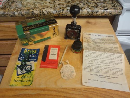 VINTAGE BATES MULTIPLE -4 MOVEMENT NUMBERING MACHINE 6 WHEELS STYLE E LOOKS USED