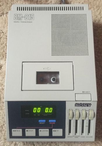 Sony BM-815 Micro Microcassette Transcriber w Sony FS-75 Foot Pedal &amp; Headphones