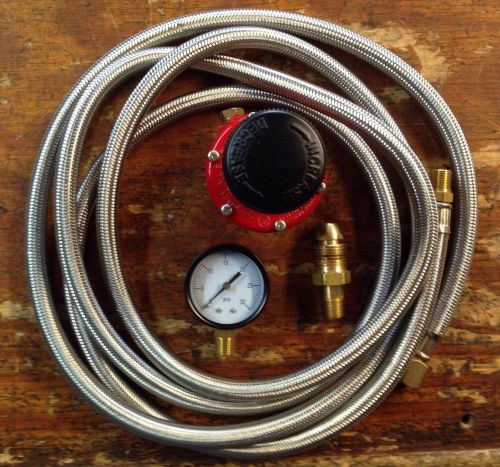 HP Regulator 0-30 Psi Kit, 10 Ft Stainless Braided Hose Std.