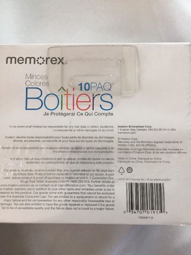 Memorex Slim Color Jewel Cases Pack of 10 NIB