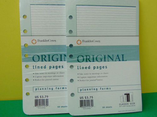 Lot of 2 Franklin Covey Original 50 Lined Planning Forms CLASSIC 5.5&#034; x 8.5&#034;