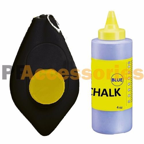 100 FT High Speed Chalk Line Reel w/ 4 oz. Blue Chalk Refill Set NEW