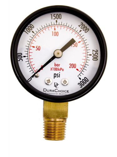 2&#034; Utility Pressure Gauge - Blk.Steel 1/4&#034; NPT Lower Mount 3,000 PSI