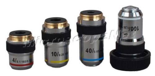 Omax microscope din achromatic objective lenses set 4x-10x-40x-100x for sale