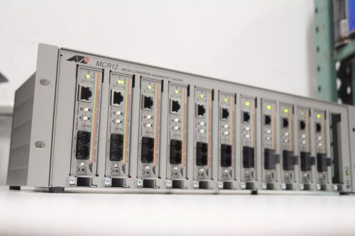 ATI Allied Telesyn AT-MCR12 Media Converter Chassis fully loaded w/ 11x MC102XL