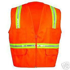 New pro multi-pocket orange safety vest surveyor style v4121 size xxl for sale
