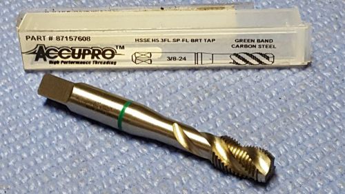 ACCUPRO Spiral Flute TAP 3/8- X 24 UNF, H5, 3 Flute, Bright Finish HSS