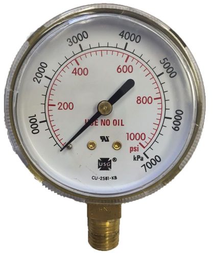 2.5&#034; 1000 PSI 1/4&#034; NPT Bottom Mount Steel Case Pressure Gauge