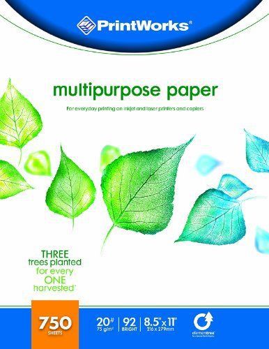 PrintWorks Printworks Multipurpose Paper, 20 Pound, 92 Bright, 750 Sheets,