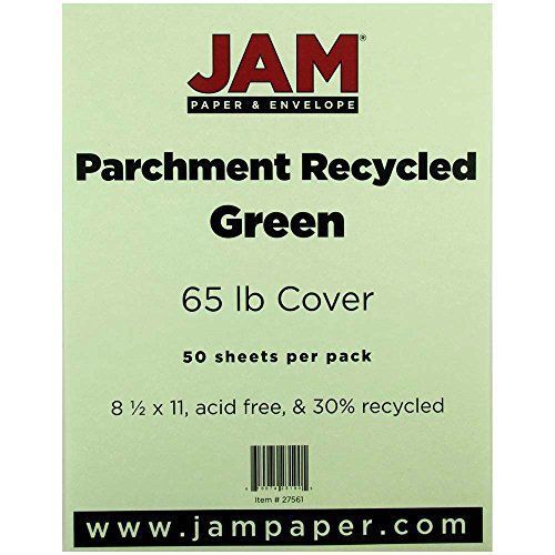 Jam paper? 8 1/2 x 11 cardstock - 65 lb green parchment cover paper - recycled - for sale